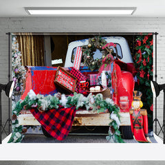 Lofaris Retro Truck Back Wreath Dessert Christmas Backdrop