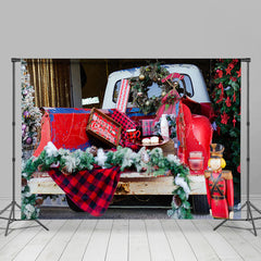 Lofaris Retro Truck Back Wreath Dessert Christmas Backdrop