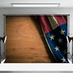 Lofaris Retro Usa Flag Natural Wood Grain Photo Backdrop