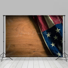 Lofaris Retro Usa Flag Natural Wood Grain Photo Backdrop