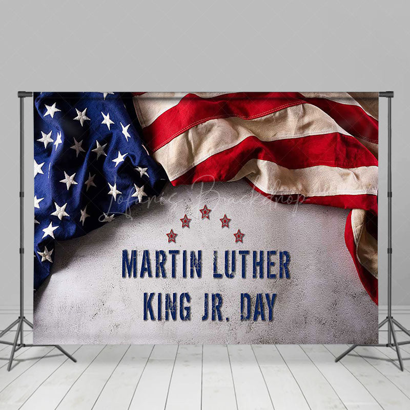 Lofaris Retro Usa Flag White Wall Happy Mlk Day Backdrop