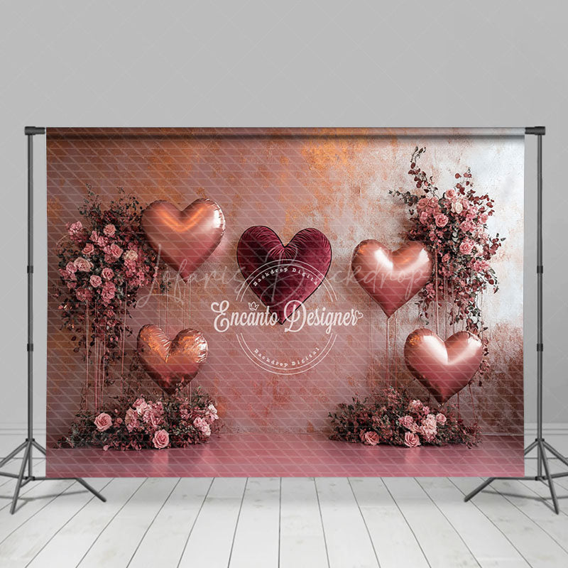 Lofaris Retro Wall Balloons Floral Valentines Day Backdrop