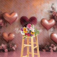 Lofaris Retro Wall Balloons Floral Valentines Day Backdrop