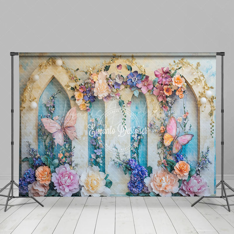 Lofaris Retro Wall Floral Butterfly Fine Art Photo Backdrop