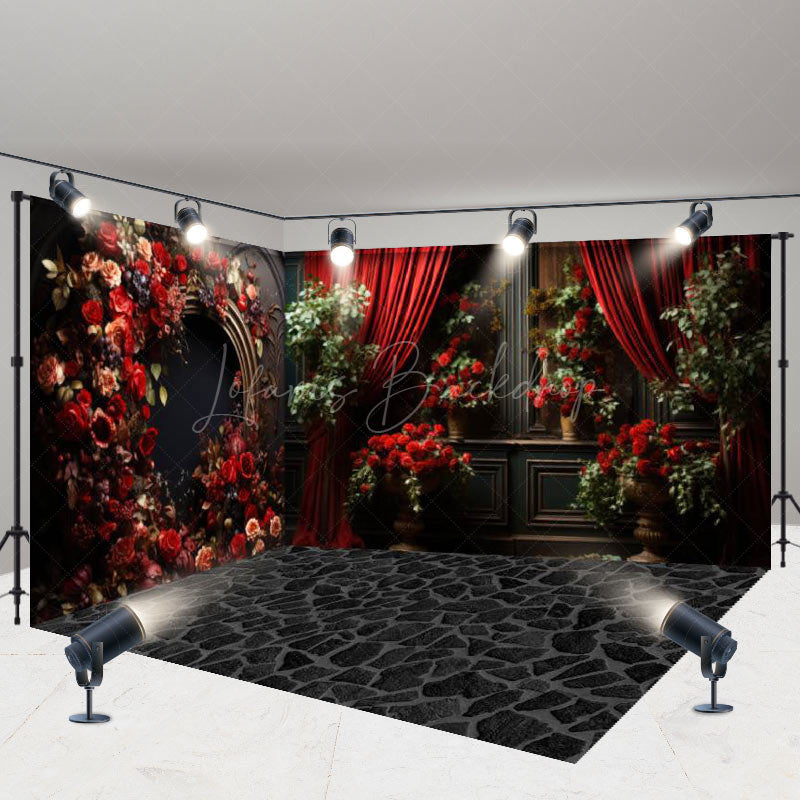 Lofaris Retro Wall Floral Valentines Vibe Room Set Backdrop