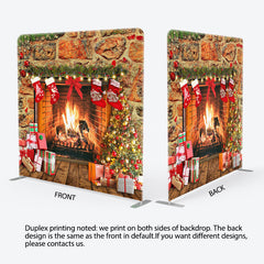 Lofaris Retro Warm Fireplace Christmas Pillow Case Backdrop