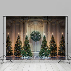 Lofaris Retro White Palace Wall Xmas Tree Christmas Backdrop