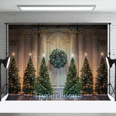 Lofaris Retro White Palace Wall Xmas Tree Christmas Backdrop