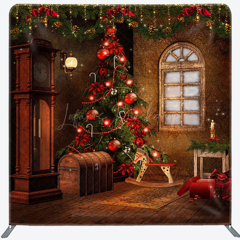 Lofaris Retro Window Christmas Tension Fabric Backdrop