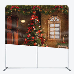 Lofaris Retro Window Christmas Tension Fabric Backdrop