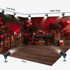 Lofaris Retro Wood Cabinet Valentines Vibe Room Set Backdrop