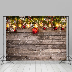 Lofaris Retro Wooden Snowy Christmas Vibe Room Set Backdrop