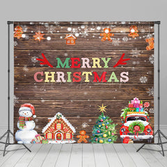 Lofaris Retro Wooden Snowy Christmas Vibe Room Set Backdrop