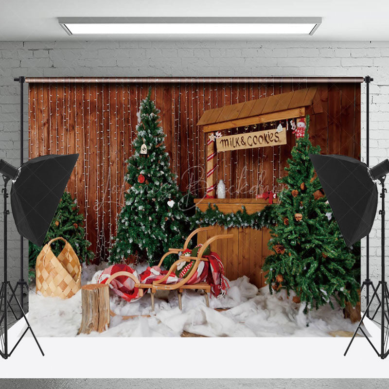 Lofaris Retro Wooden Stall Christmas Photography Backdrop