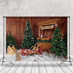 Lofaris Retro Wooden Stall Christmas Photography Backdrop