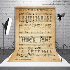 Lofaris Retro Yellow Staff Note Holy Bible Text Backdrop