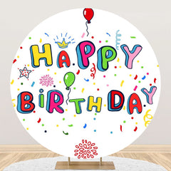 Lofaris Ribbon Balloon Happy Birthday Round Backdrop For Kids