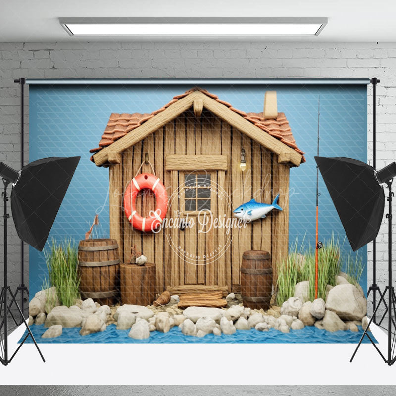 Lofaris Riverside Cabin Wild Fishing Cake Smash Backdrop