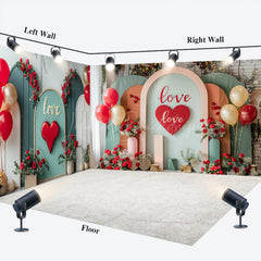 Lofaris Romantic Arch Balloon Valentines Day Room Set Backdrop