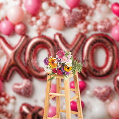 Lofaris Romantic Balloons Hearts Xoxo Valentines Day Backdrop