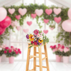 Lofaris Romantic Balloons Spring Greenery Floral Backdrop