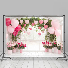 Lofaris Romantic Balloons Spring Greenery Floral Backdrop