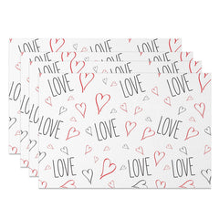 Lofaris Romantic Black Line Love Red Heart Set Of 4 Placemats