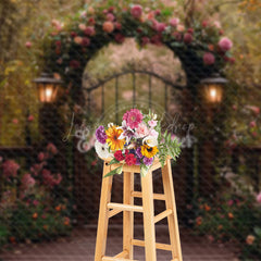 Lofaris Romantic Brown Gate Floral Natural Wedding Backdrop