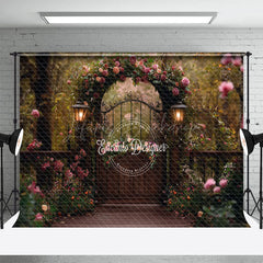 Lofaris Romantic Brown Gate Floral Natural Wedding Backdrop