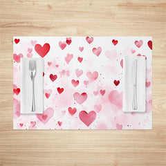 Lofaris Romantic Dense Red Pink Hearts Set Of 4 Placemats