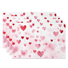 Lofaris Romantic Dense Red Pink Hearts Set Of 4 Placemats