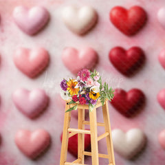 Lofaris Romantic Fine Art Bright Pink Red Love Heart Backdrop