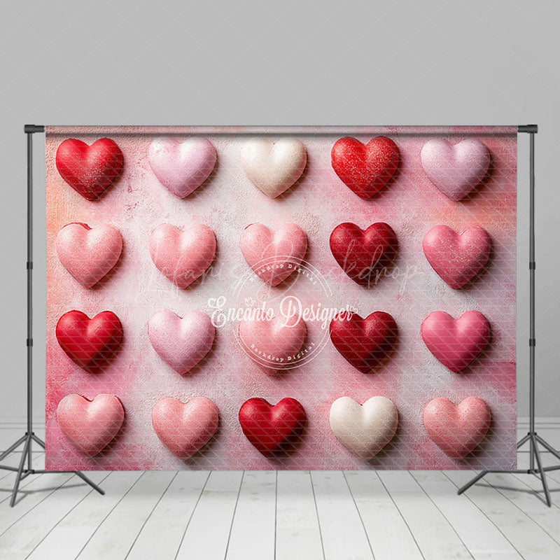 Lofaris Romantic Fine Art Bright Pink Red Love Heart Backdrop