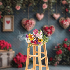 Lofaris Romantic Floral Heart Plant Valentines Day Backdrop