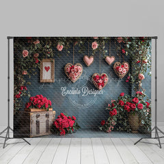 Lofaris Romantic Floral Heart Plant Valentines Day Backdrop