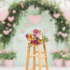 Lofaris Romantic Green White Floral Greenhouse Backdrop