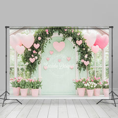 Lofaris Romantic Green White Floral Greenhouse Backdrop