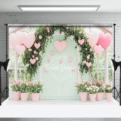 Lofaris Romantic Green White Floral Greenhouse Backdrop