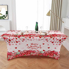 Lofaris Romantic Heart Fitted Valentines Day Stretch Table Cover