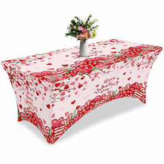 Lofaris Romantic Heart Fitted Valentines Day Stretch Table Cover