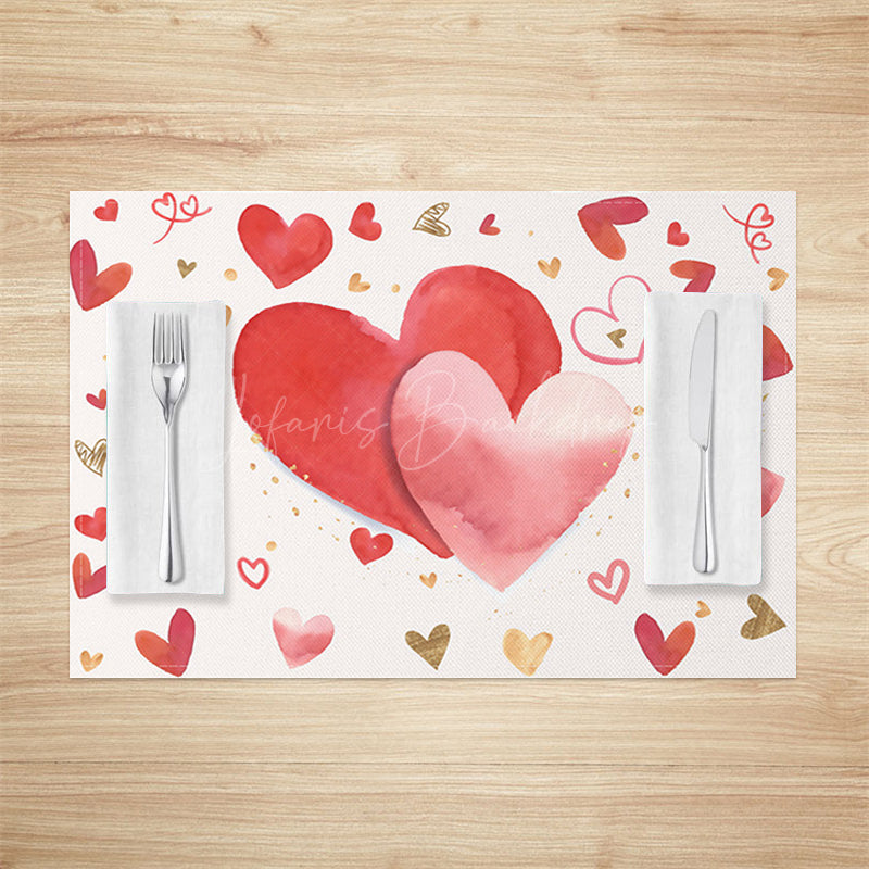 Lofaris Romantic Hearts Valentines Day Set Of 4 Placemats