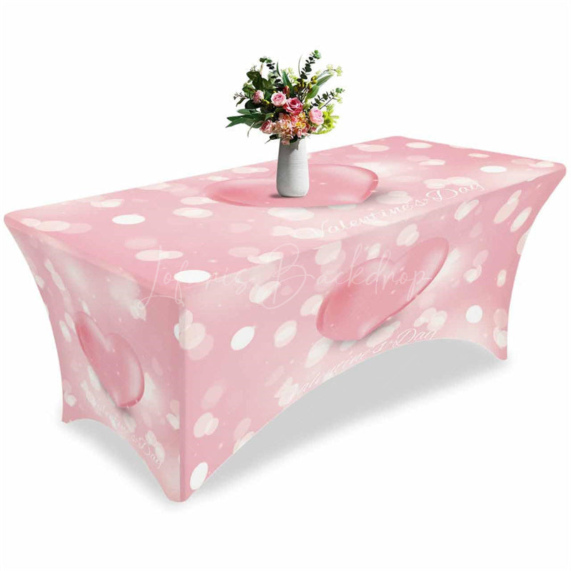 Lofaris Romantic Love Hearts Valentines Day Stretch Table Cover