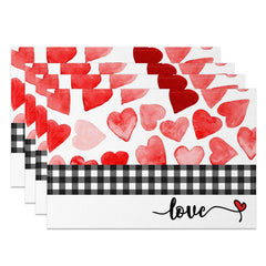 Lofaris Romantic Love Plaid Valentines Day Set Of 4 Placemats