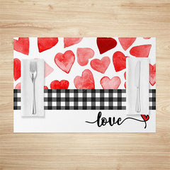 Lofaris Romantic Love Plaid Valentines Day Set Of 4 Placemats