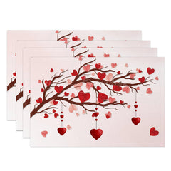 Lofaris Romantic Love Tree Valentines Day Set Of 4 Placemats