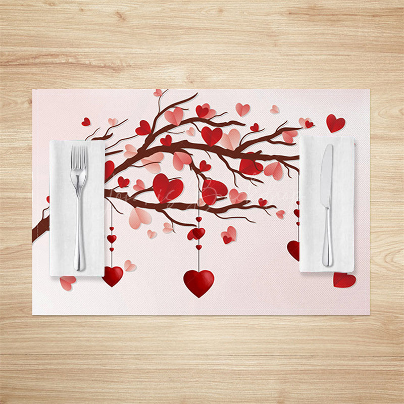 Lofaris Romantic Love Tree Valentines Day Set Of 4 Placemats