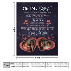 Lofaris Romantic Loving Text Hearts Custom Photo Blanket