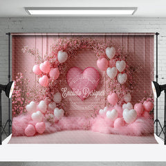 Lofaris Romantic Pink Balloons Floral Valentines Day Backdrop