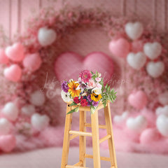 Lofaris Romantic Pink Balloons Floral Valentines Day Backdrop