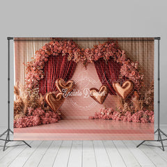 Lofaris Romantic Pink Curtain Floral Valentines Day Backdrop